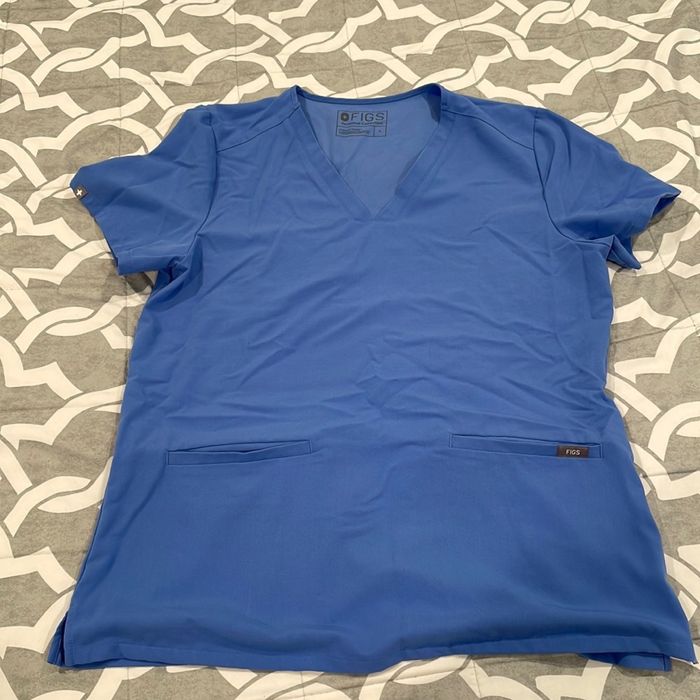 Figs Scrubs Top Size L Blue  - Never Worn